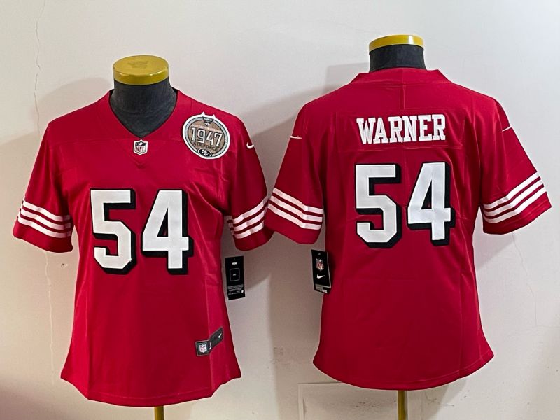 Women 2025 San Francisco 49ers #54 Warner Red Nike Limited NFL Jersey style 002->women nfl jersey->Women Jersey